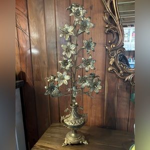 Antique French Ormolu bronze church candelabra, 19th century